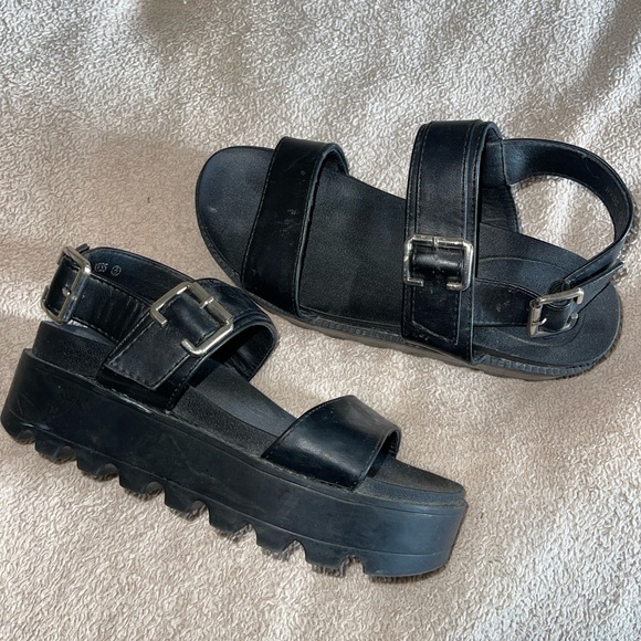 Nasty gal Black platform sandals - Picture 1 of 1